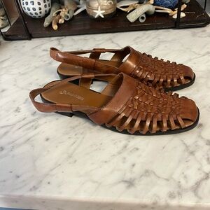 St. John's Bay Tan Leather Woven Sandals - new without  box